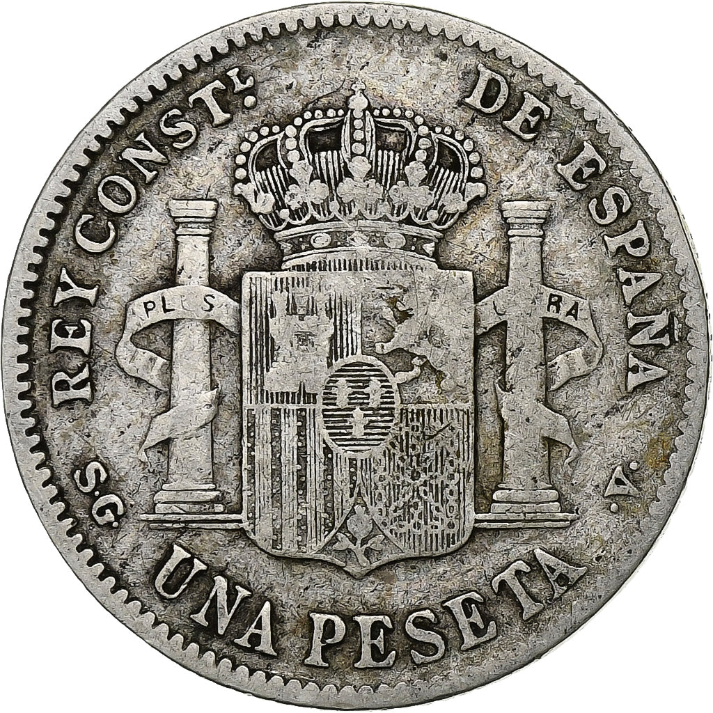 España, Alfonso XIII, Peseta, 1899, Madrid, Plata, BC+, KM:706