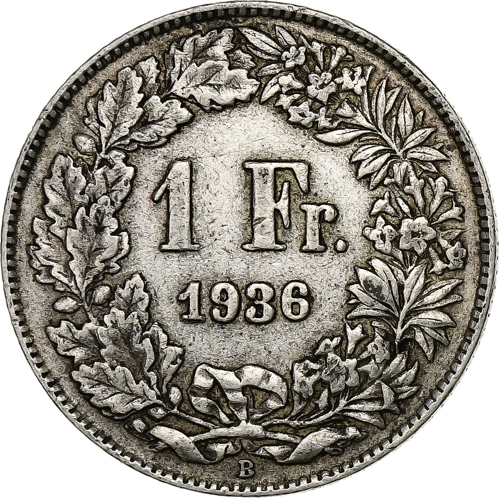 Schweiz, Franc, 1936, Bern, Silber, SS, KM:24