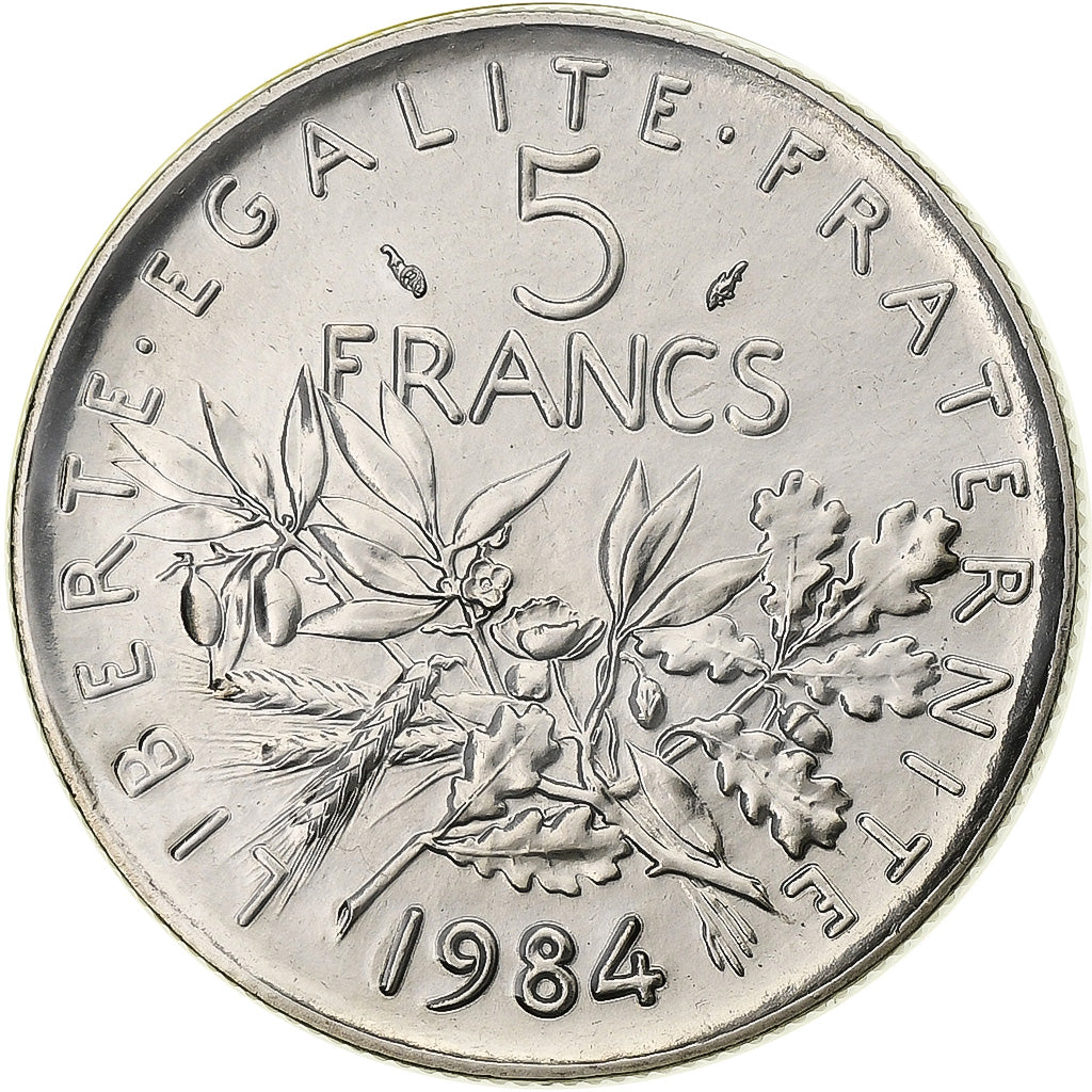 France, 5 Francs, Semeuse, 1984, Paris, série FDC, Nickel Clad Copper-Nickel