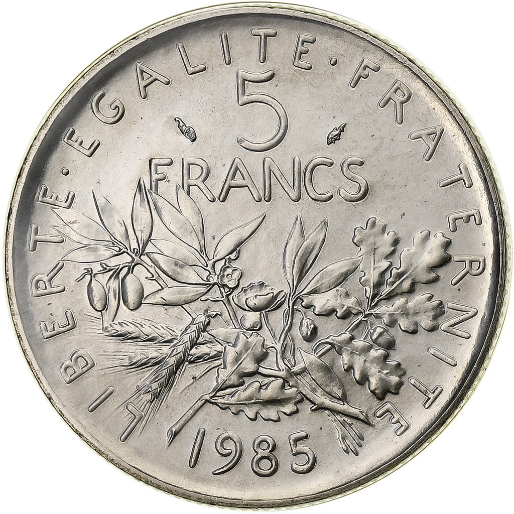 France, 5 Francs, Semeuse, 1985, Paris, série FDC, Nickel Clad Copper-Nickel