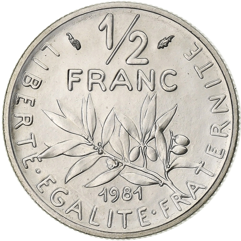 France, 1/2 Franc, Semeuse, 1981, Paris, série FDC, Nickel, MS(65-70)