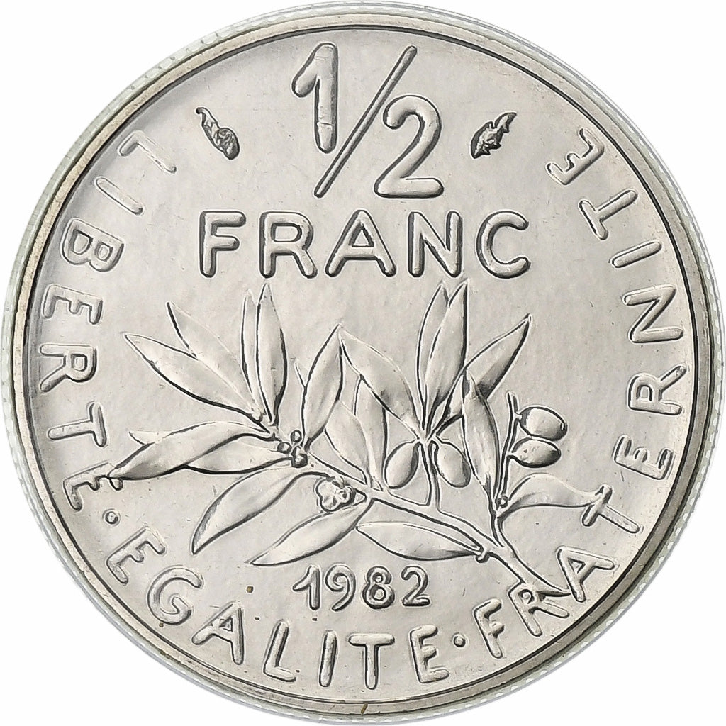 France, 1/2 Franc, Semeuse, 1982, Paris, série FDC, Nickel, MS(65-70)