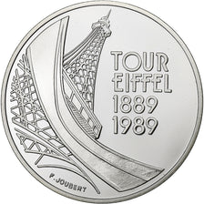 France, 5 Francs, Tour Eiffel, 1989, Paris, BE, Silver, MS(65-70), KM:968a
