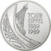 France, 5 Francs, Tour Eiffel, 1989, Paris, BE, Silver, MS(65-70), KM:968a
