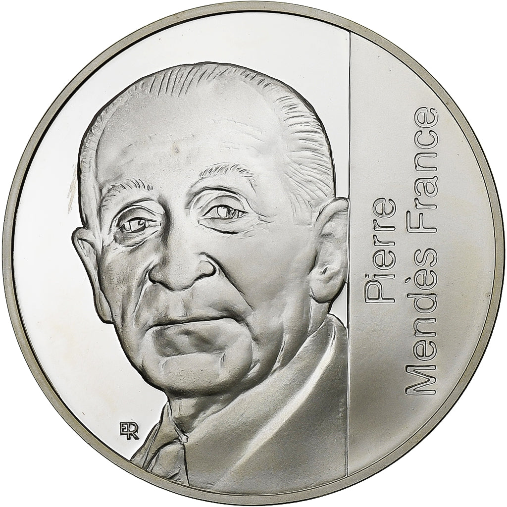 França, 5 Francs, Mendès France, 1992, Monnaie de Paris, BE, Prata, MS(65-70)