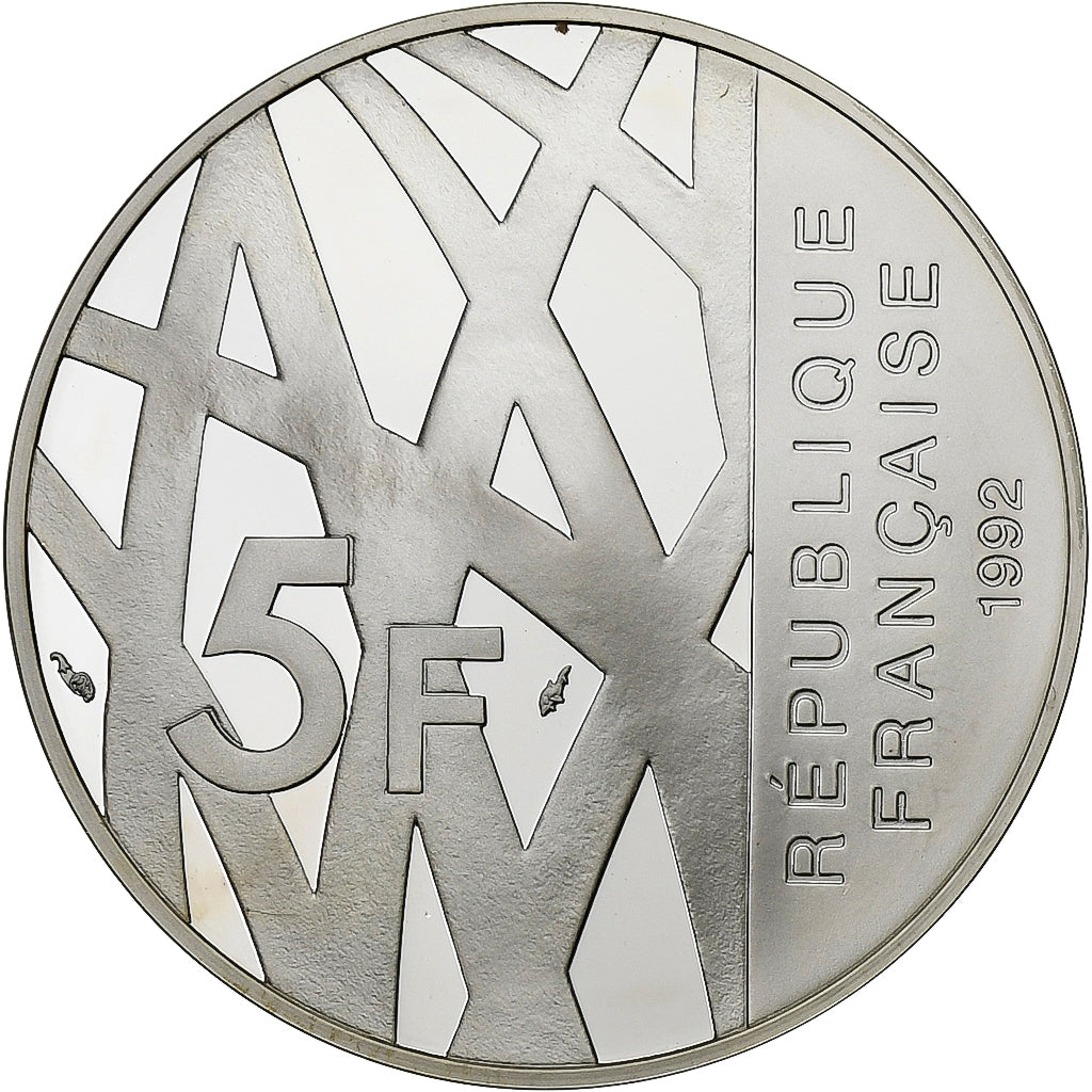 França, 5 Francs, Mendès France, 1992, Monnaie de Paris, BE, Prata, MS(65-70)