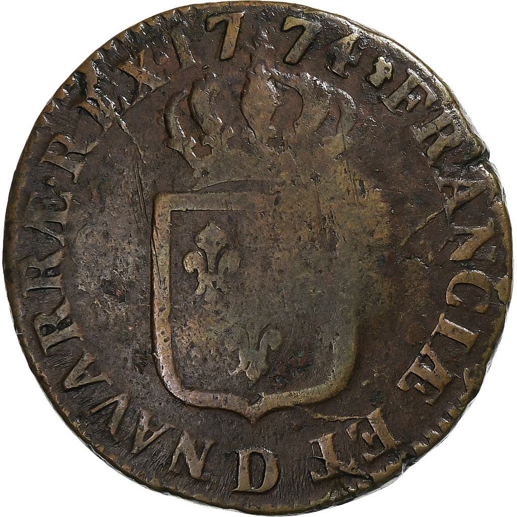 Frankreich, Louis XV, Sol, Sol à la vieille tête, 1774, Lyon, Kupfer, S