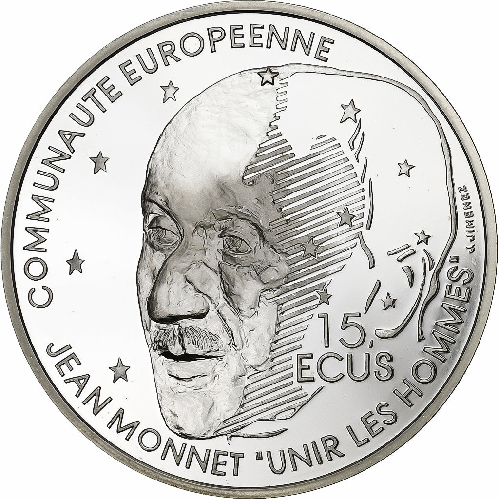 Francia, 100 Francs-15 Ecus, Jean Monnet, 1992, BE, Argento, FDC, Gadoury:C30