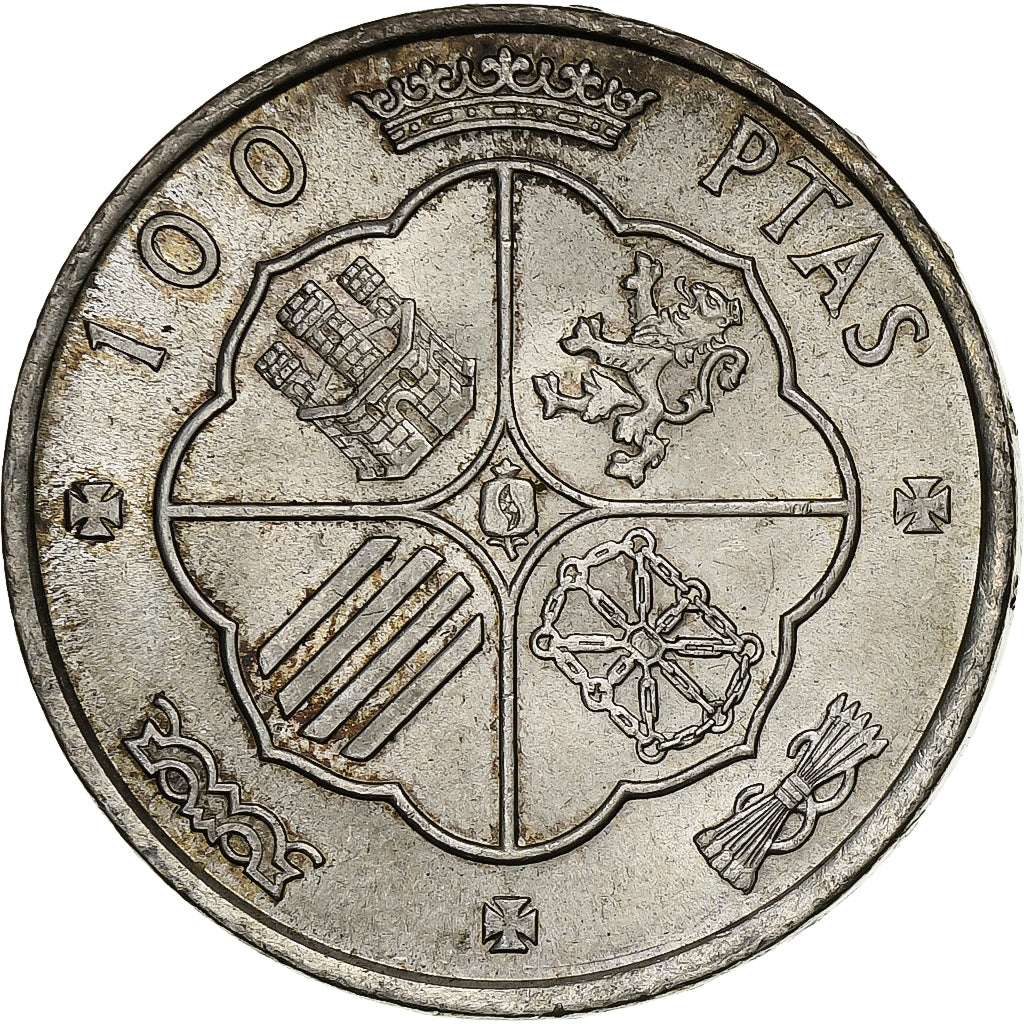 Spain, Caudillo and regent, 100 Pesetas, 1966 (67), Silver, AU(55-58), KM:797