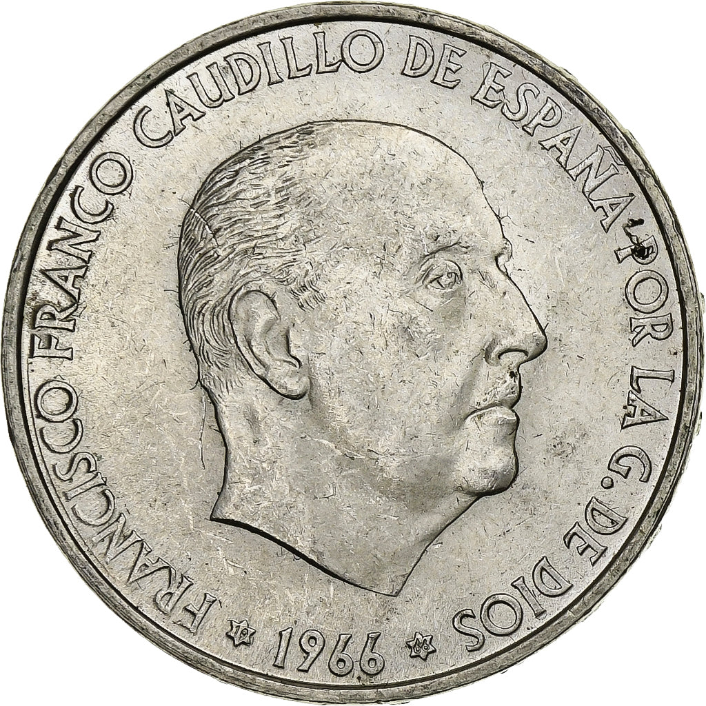 Spain, Caudillo and regent, 100 Pesetas, 1966 (67), Silver, AU(55-58), KM:797