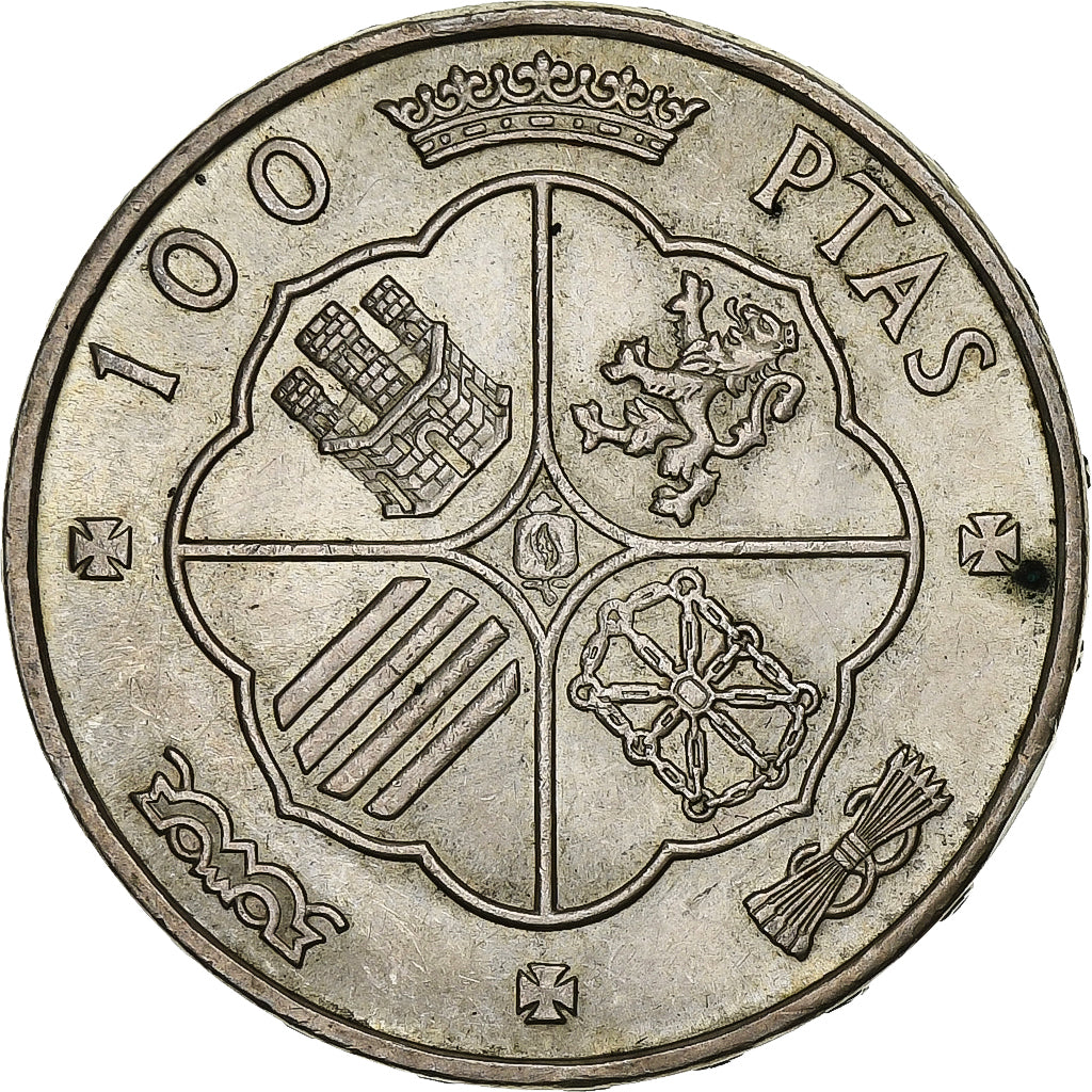 Spain, Caudillo and regent, 100 Pesetas, 1966, Silver, AU(50-53), KM:797
