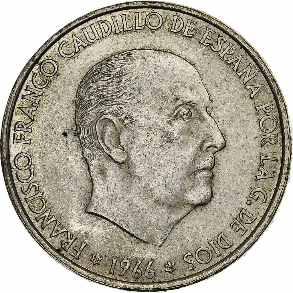 Spain, Caudillo and regent, 100 Pesetas, 1966, Silver, AU(50-53), KM:797