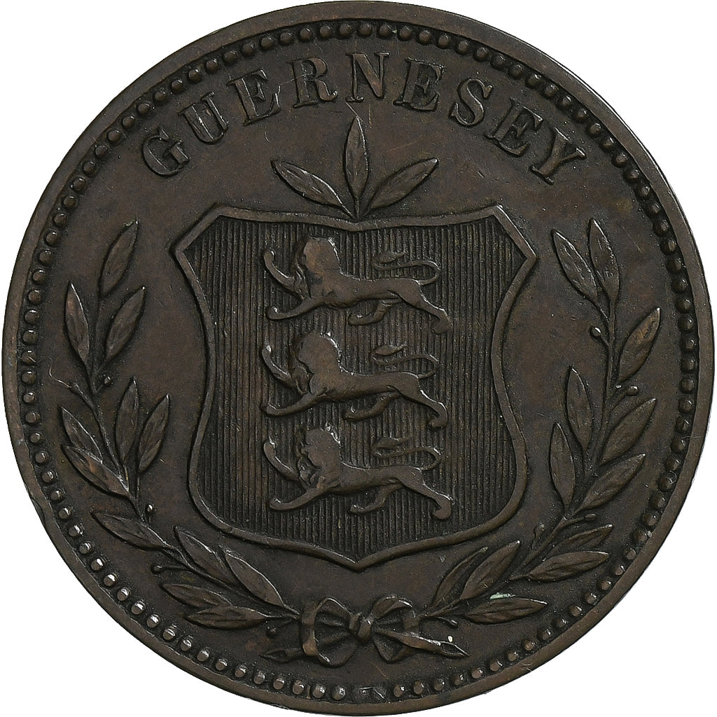 Guernsey, 8 Doubles, 1893, Heaton, Bronze, AU(50-53), KM:7