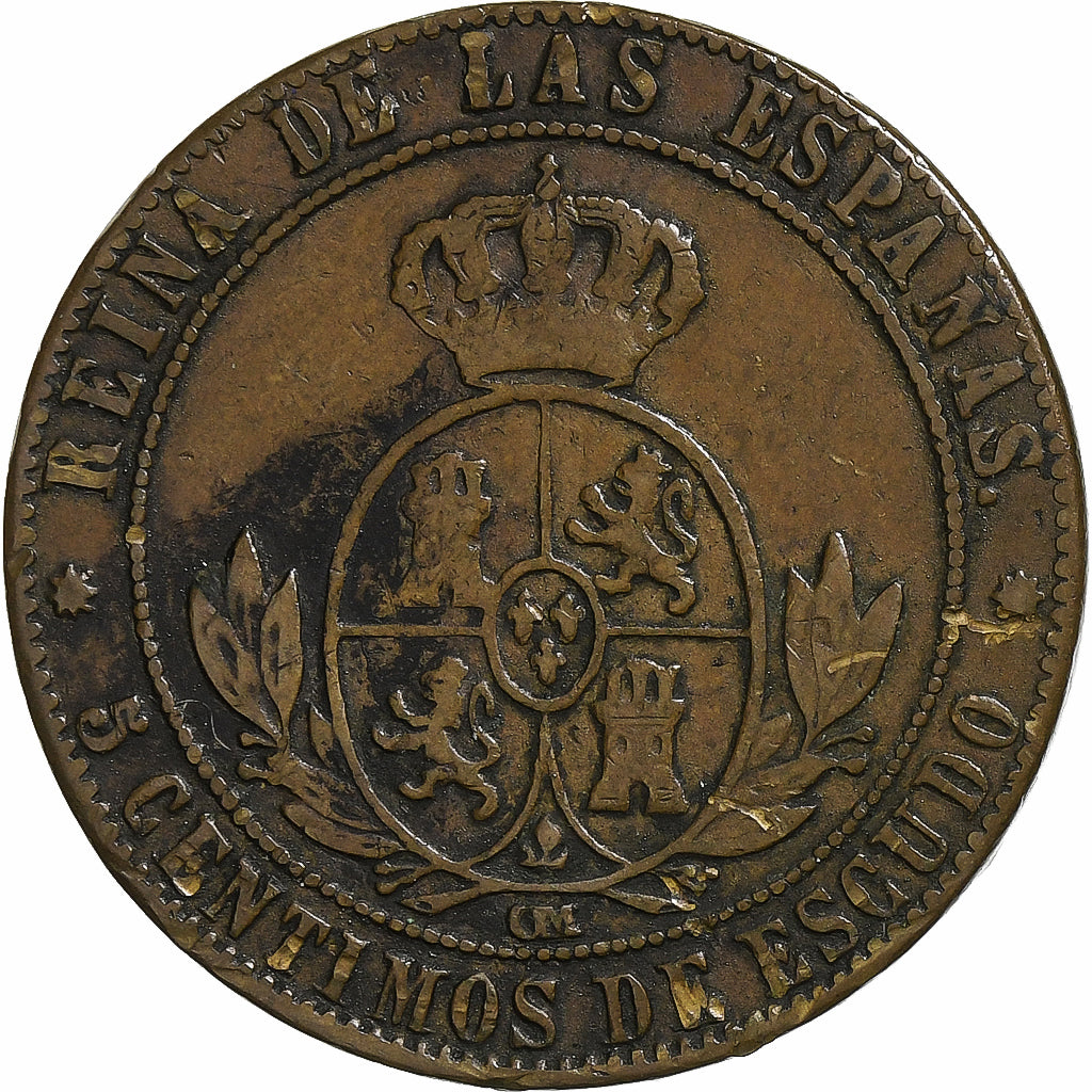 Spain, Isabel II, 5 Centimos, 1868, Madrid, Copper, VF(20-25), KM:635.1