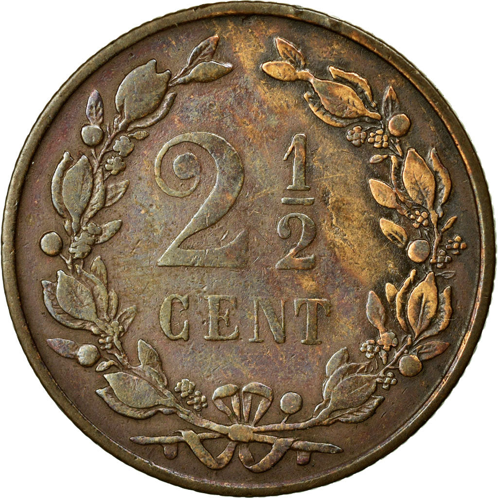 Moneda, Países Bajos, William III, 2-1/2 Cent, 1877, MBC, Bronce, KM:108.1