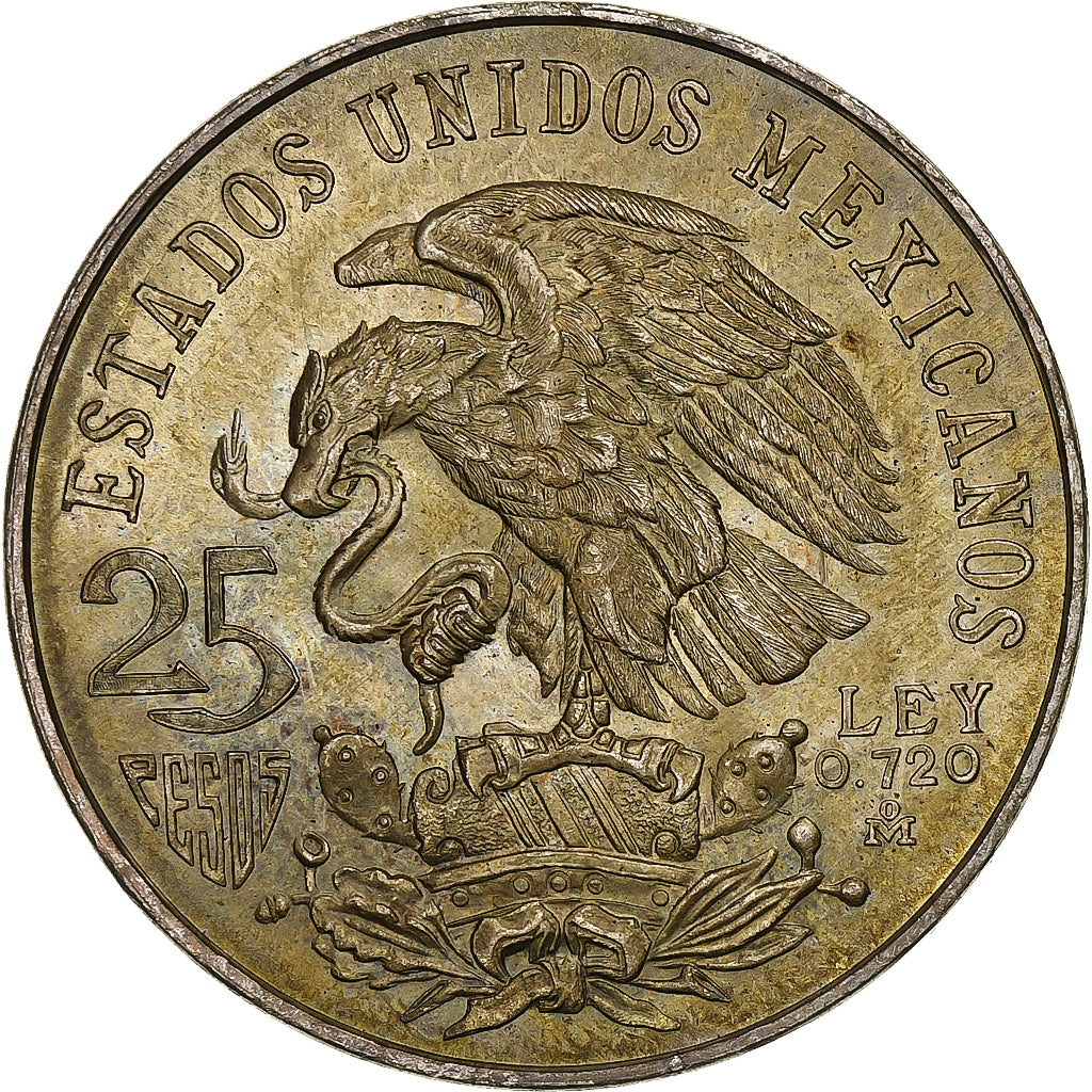 México, 25 Pesos, Summer Olympics - Mexico, 1968, Mexico, Plata, EBC, KM:479.1