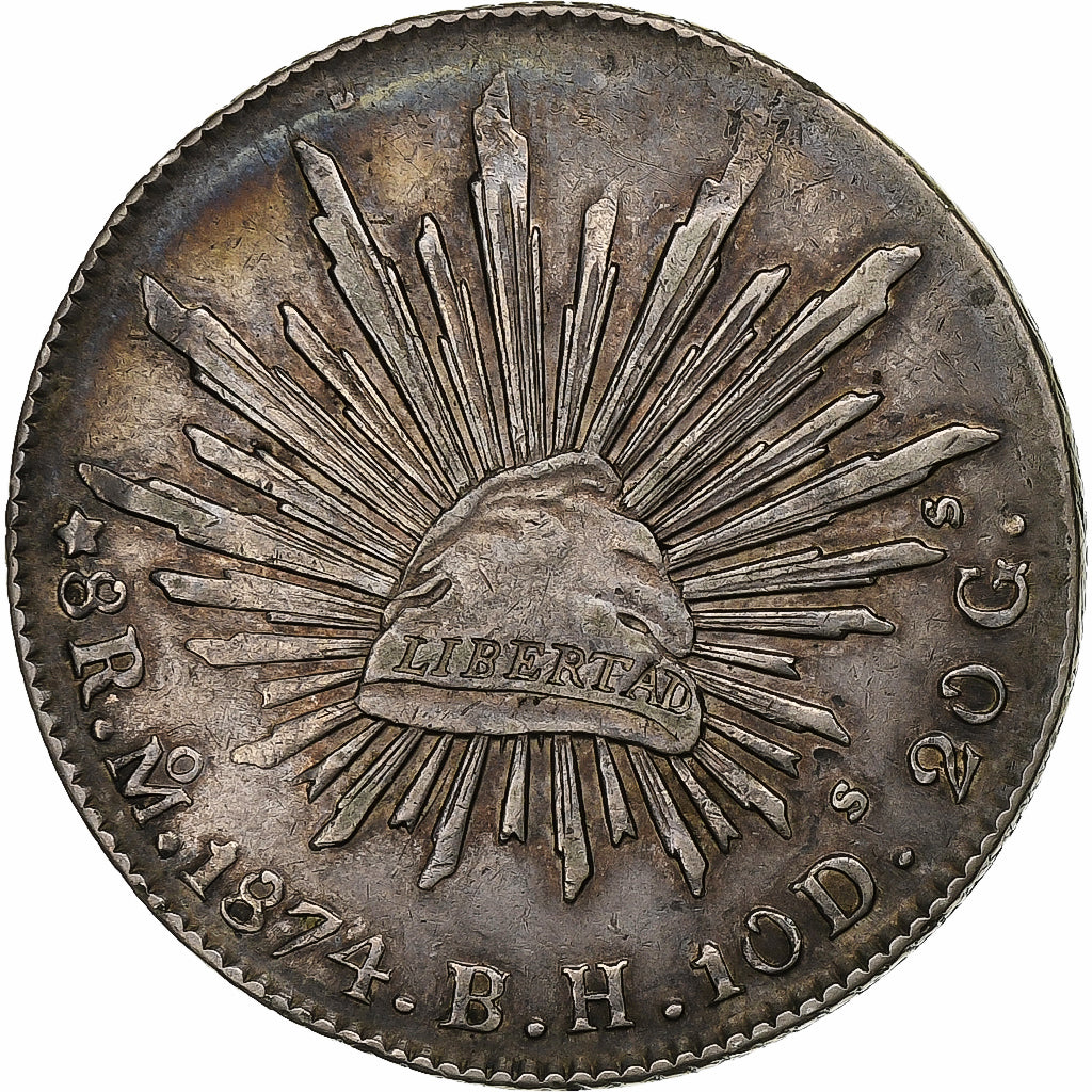 Mexico, 8 Reales, 1874, Mexico City, Silver, AU(50-53)