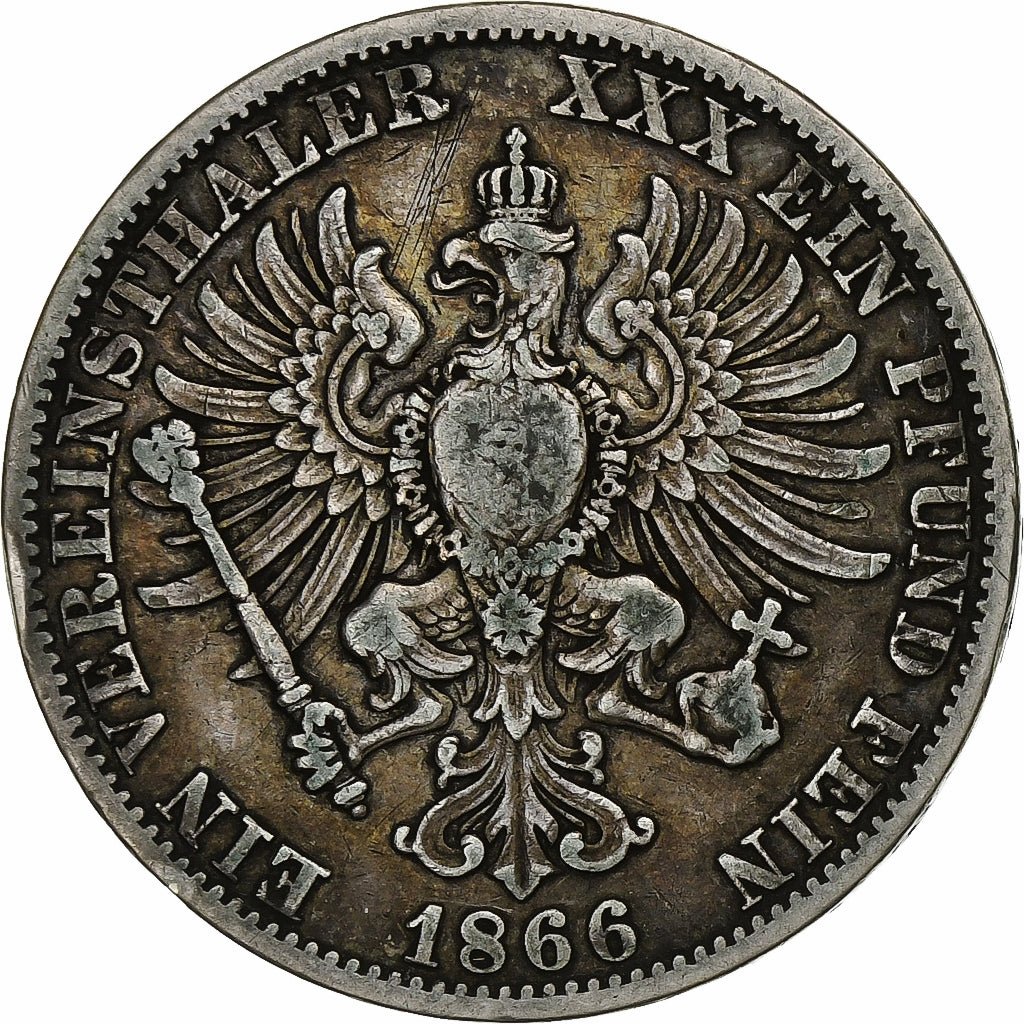 German States, PRUSSIA, Wilhelm I, Thaler, 1866, Berlin, Silver, VF(30-35)