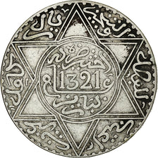 Morocco, 'Abd al-Aziz, Rial, 10 Dirhams, 1903, Paris, Silver, VF(30-35)