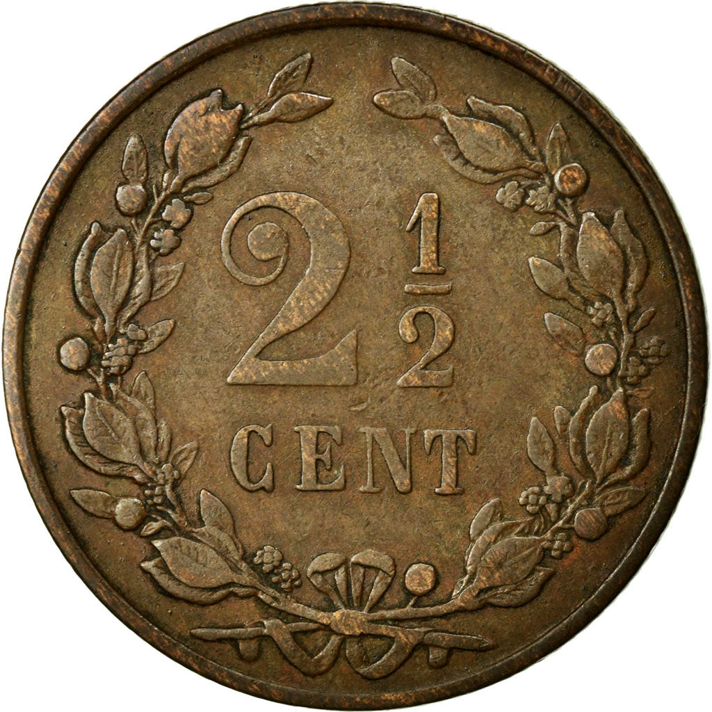 Munten, Nederland, William III, 2-1/2 Cent, 1880, ZF, Bronze, KM:108.1