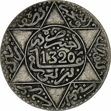 Morocco, 'Abd al-Aziz, 1/2 Rial, 5 Dirhams, 1902, Berlin, Silver, VF(30-35)