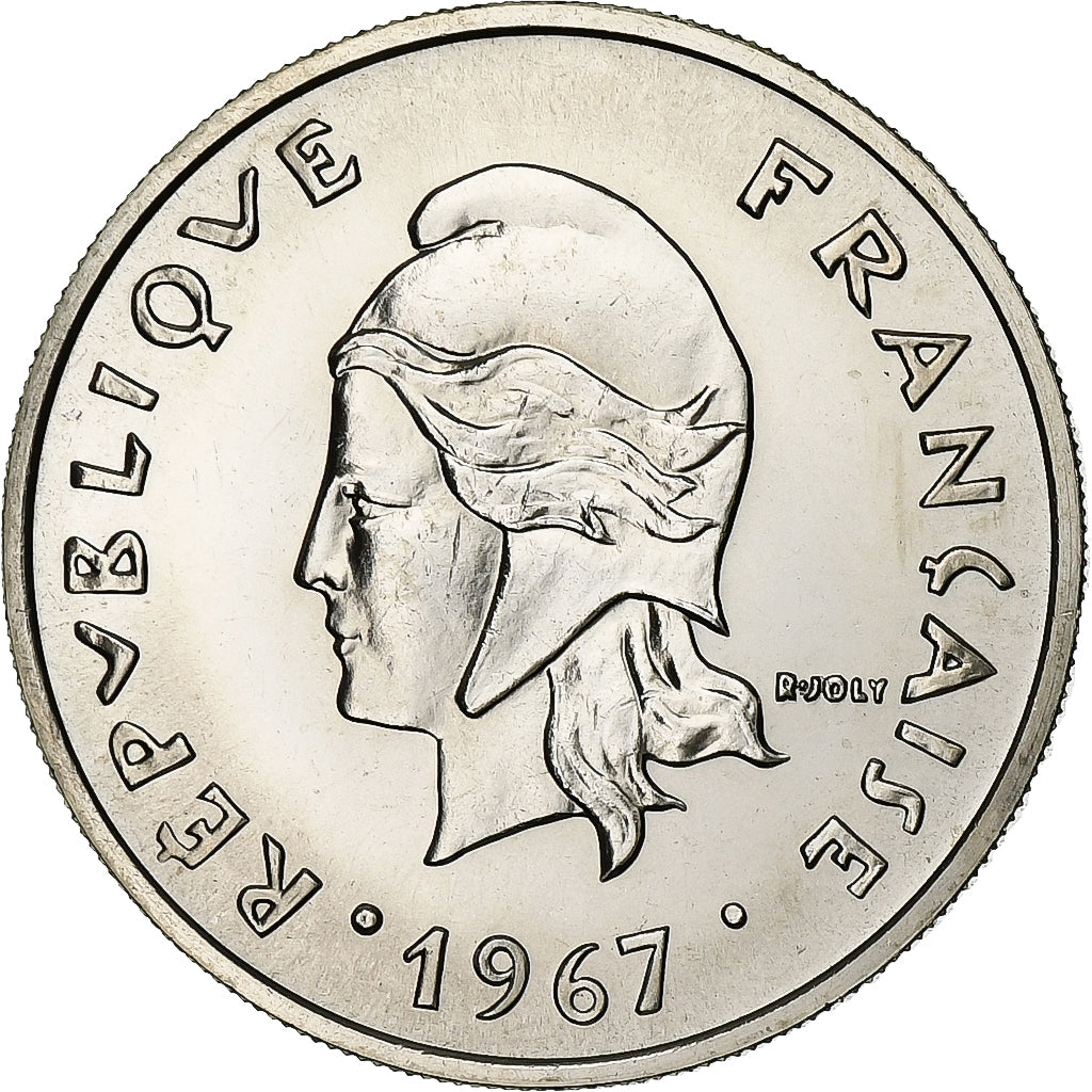 Novas Hébridas, 20 Francs, 1967, Paris, Níquel, MS(65-70)