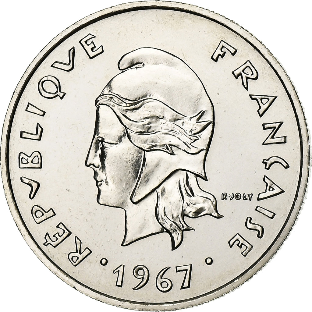 New Hebrides, 10 Francs, 1967, Paris, Nickel, MS(65-70)