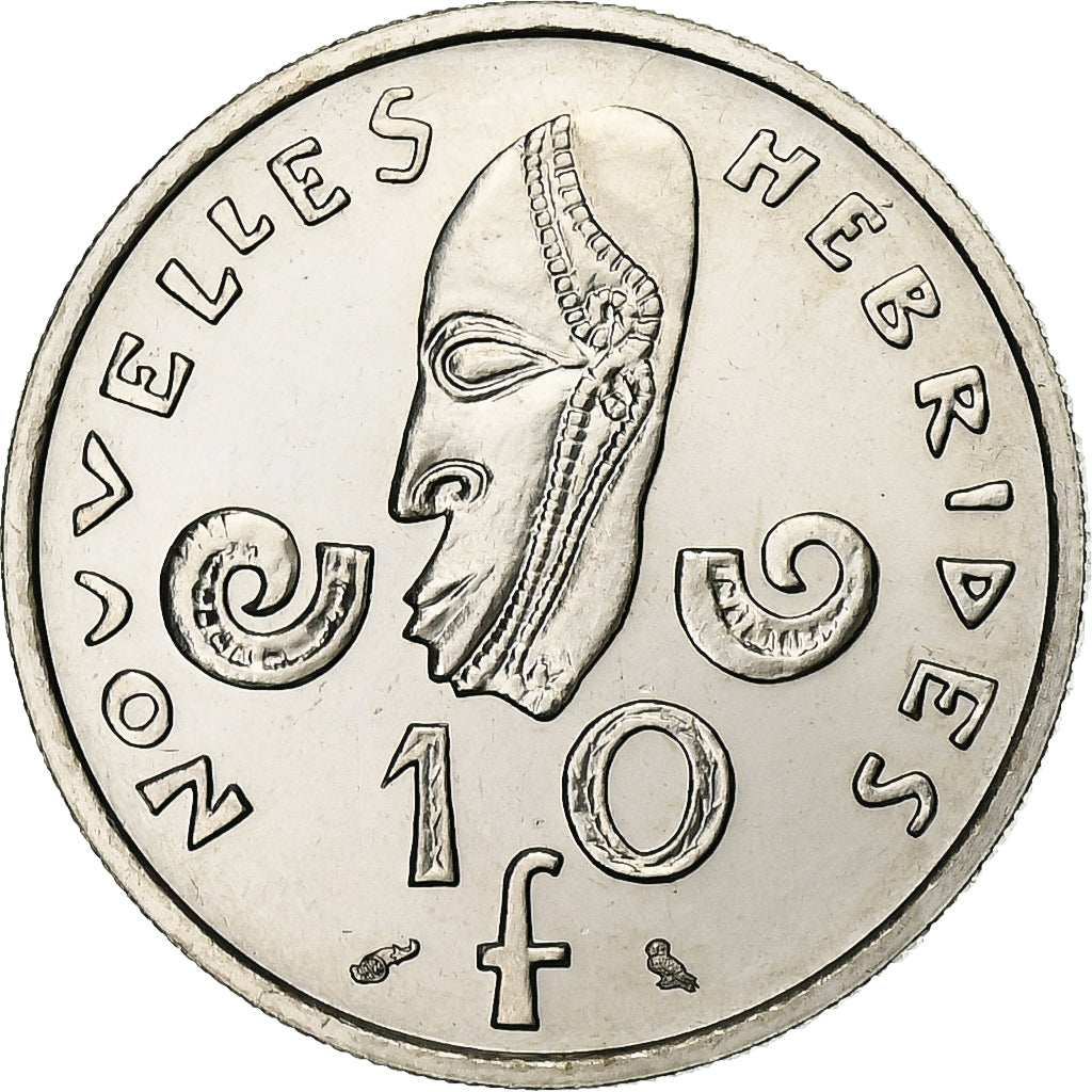 New Hebrides, 10 Francs, 1967, Paris, Nickel, MS(65-70)