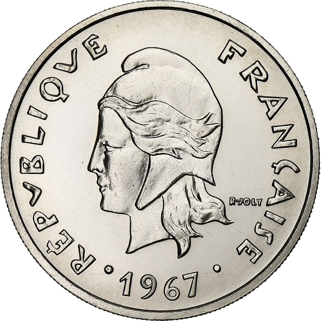 New Caledonia, 20 Francs, 1967, Paris, Nickel, MS(65-70), Lecompte:104, KM:6
