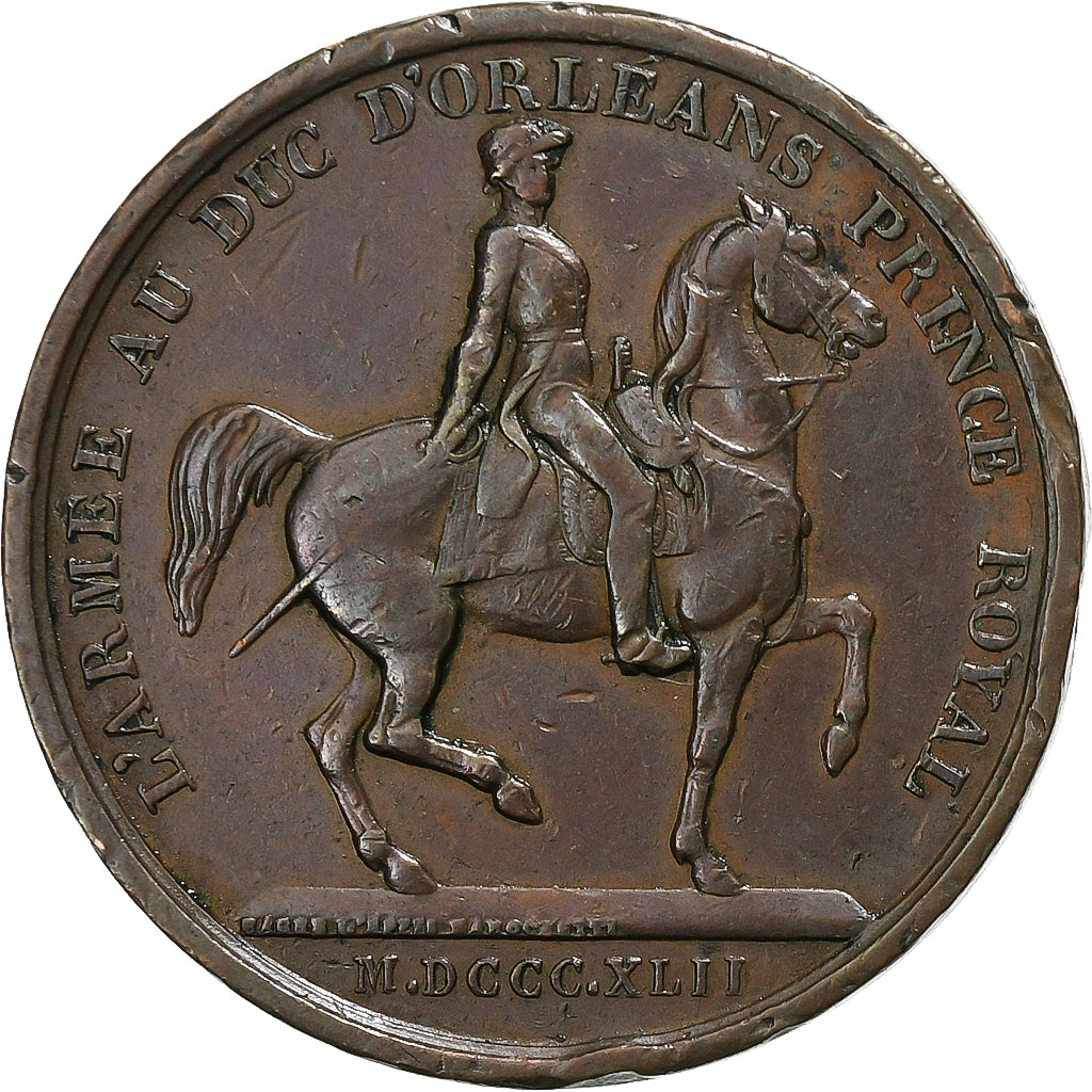 France, Token, L'Armée au Duc d'Orléans Prince Royal, 1842, Copper, EF(40-45)