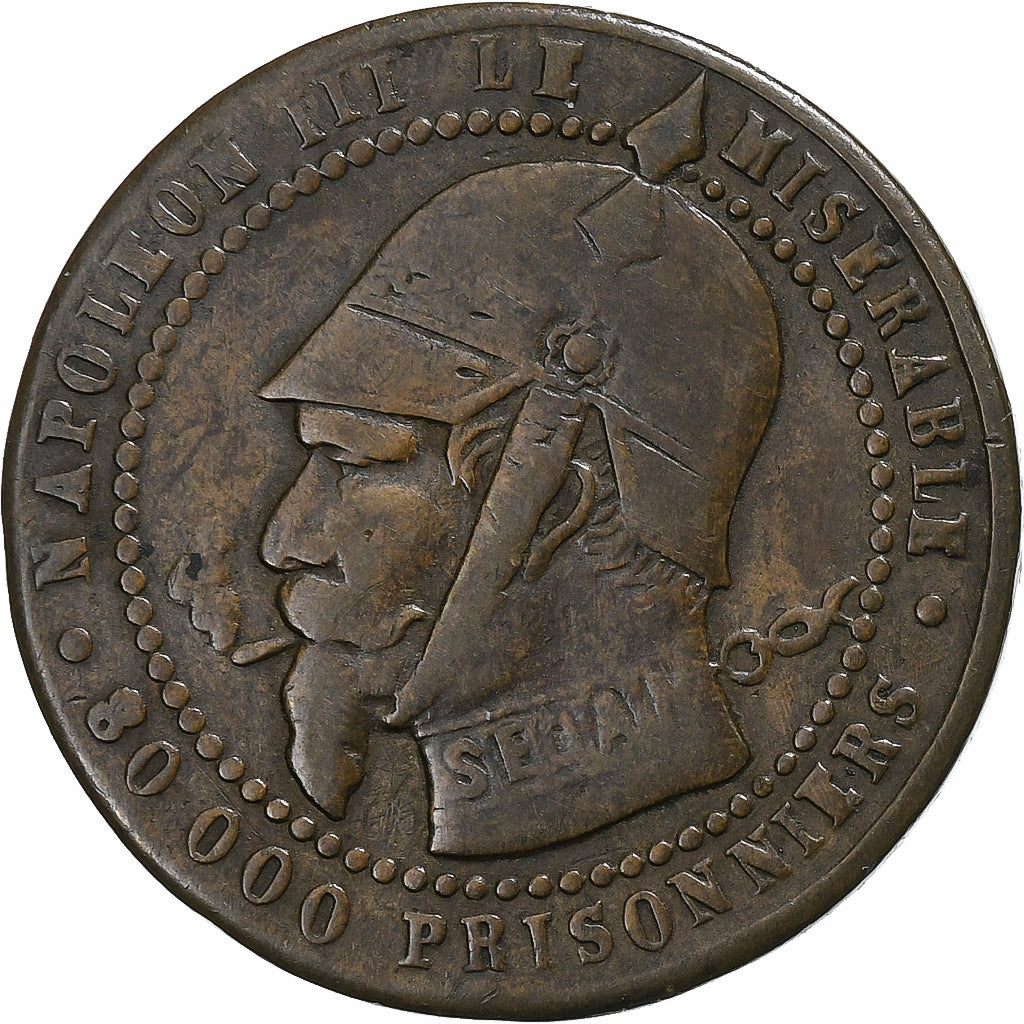 Francia, 5 Centimes, Napoléon III, Satirique, Bataille de Sedan, Undated