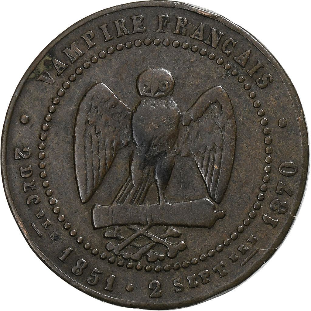 Francia, 5 Centimes, Napoléon III, Satirique, Bataille de Sedan, Undated