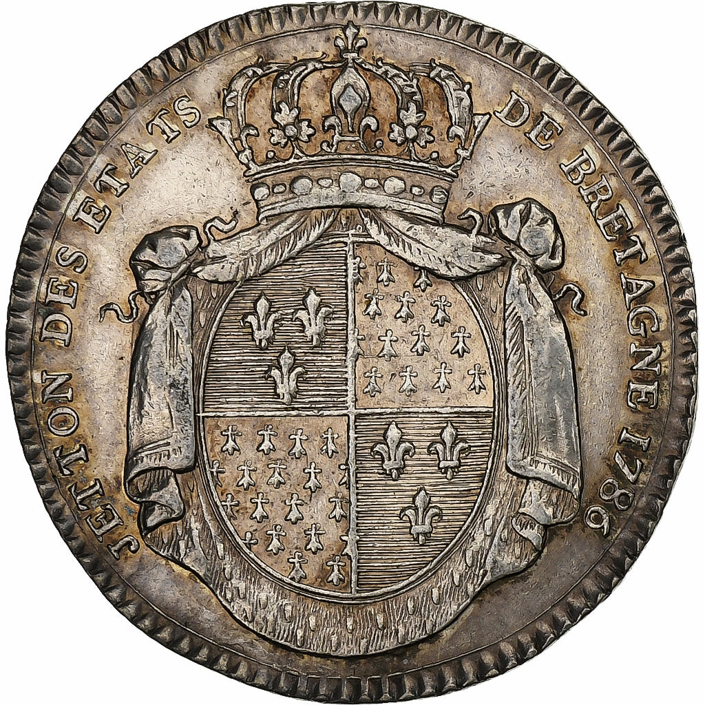 Francia, ficha, Louis XVI, États de Bretagne, Rennes, 1786, Argento, Duvivier