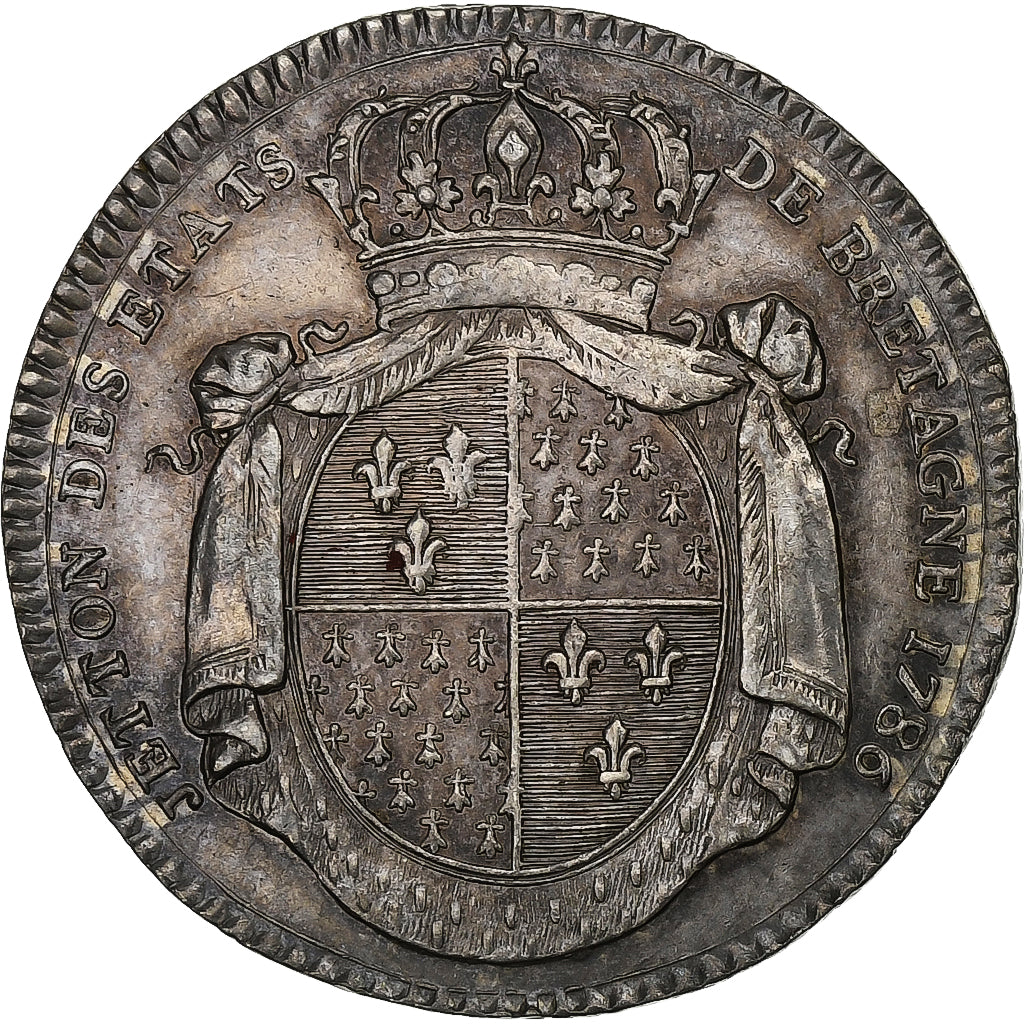 Francia, ficha, Louis XVI, États de Bretagne, Rennes, 1786, Argento, Duvivier