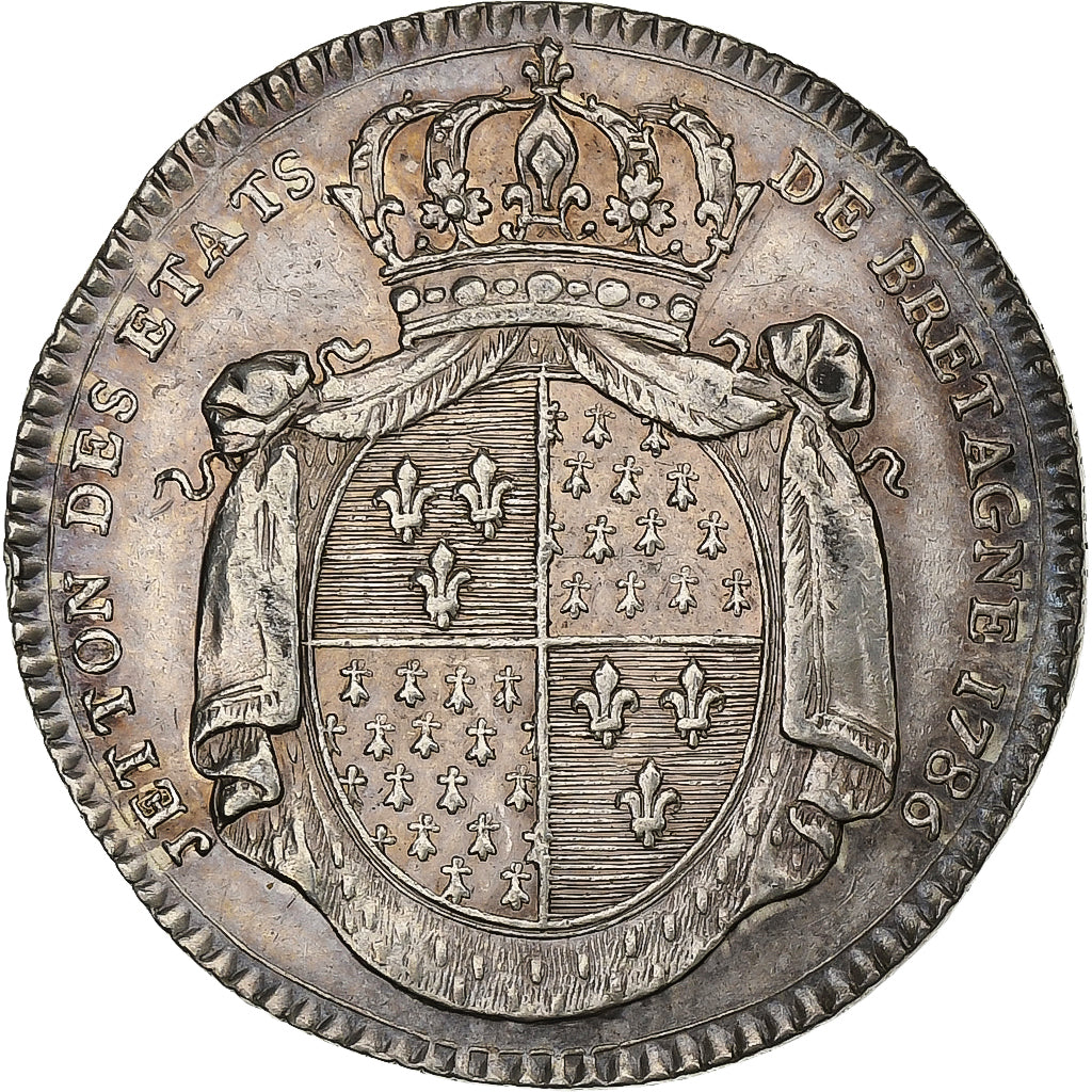 Francia, ficha, Louis XVI, États de Bretagne, Rennes, 1786, Argento, Duvivier