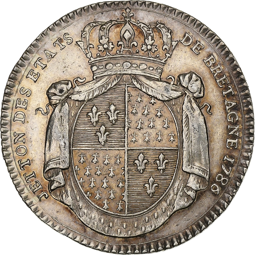 Francja, Token, Ludwik XVI, États de Bretagne, Rennes, 1786, Srebro, Duvivier