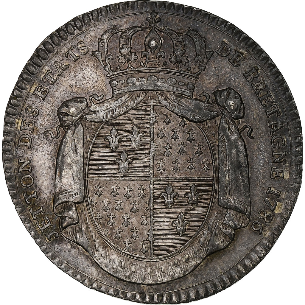 Francia, ficha, Louis XVI, États de Bretagne, Rennes, 1786, Argento, Duvivier