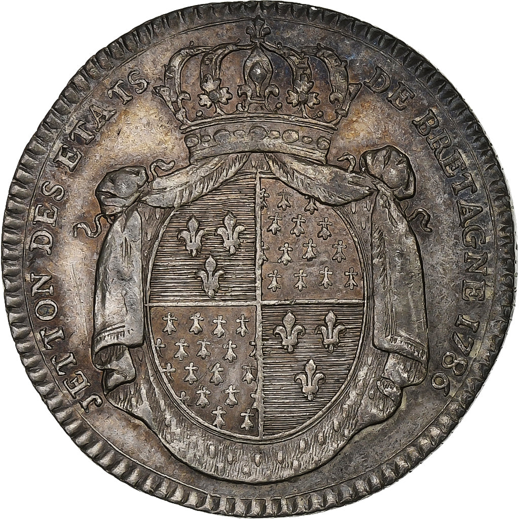Francia, ficha, Louis XVI, États de Bretagne, Rennes, 1786, Argento, Duvivier