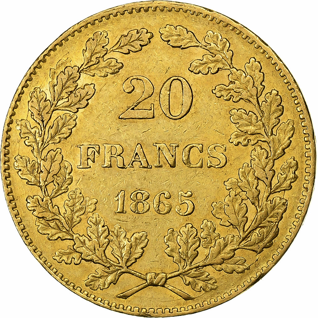 Bélgica, Leopold I, 20 Francs, 20 Frank, 1865, Oro, EBC, KM:23