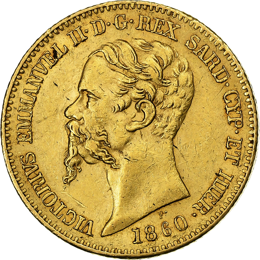 ITALIAN STATES, SARDINIA, Vittorio Emanuele II, 20 Lire, 1860, Genoa, Gold