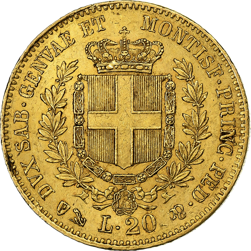 ITALIAN STATES, SARDINIA, Vittorio Emanuele II, 20 Lire, 1860, Genoa, Gold