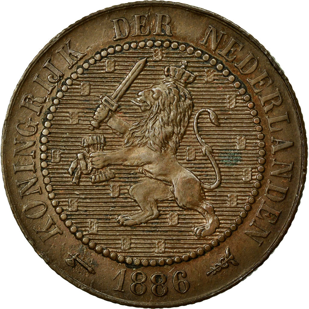 Munten, Nederland, William III, 2-1/2 Cent, 1886, PR, Bronze, KM:108.1