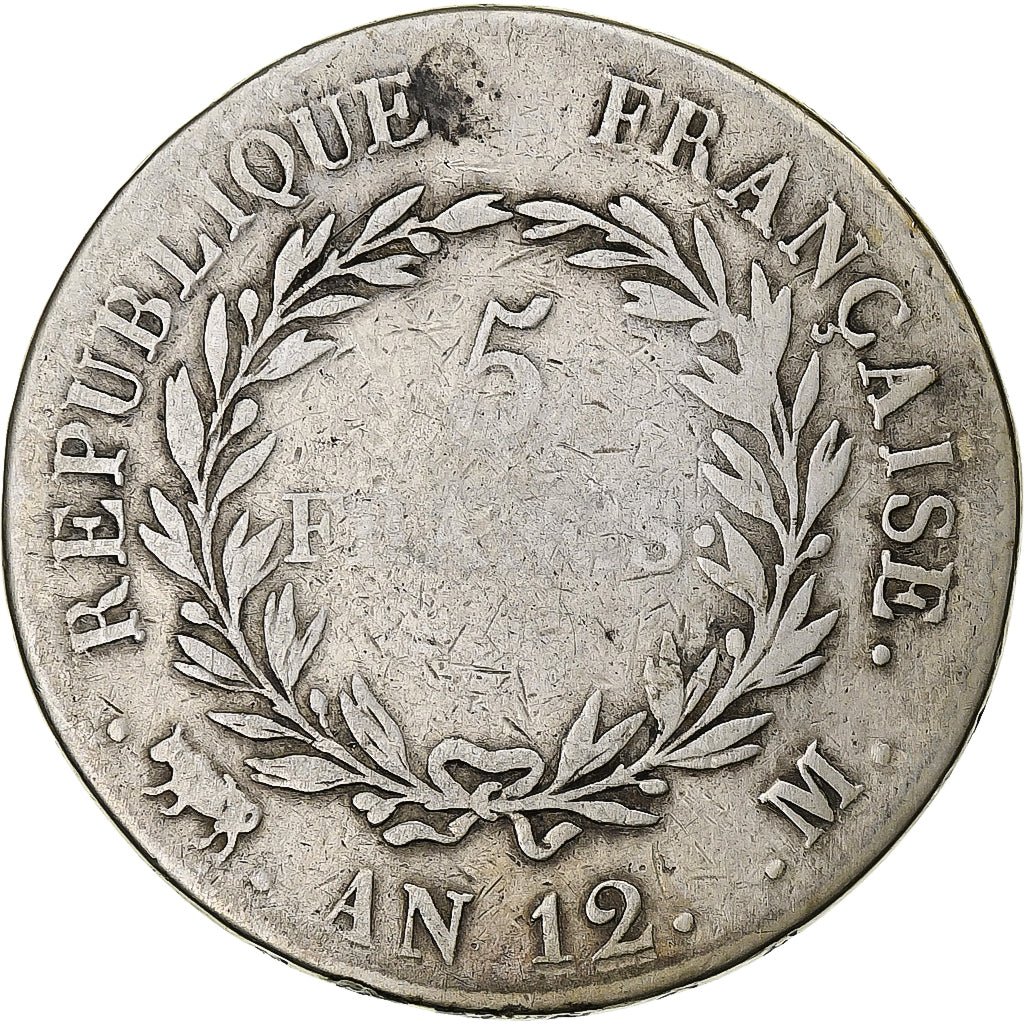Francja, 5 Francs, Bonaparte Premier Consul, An 12 (1804), Toulouse, Srebro