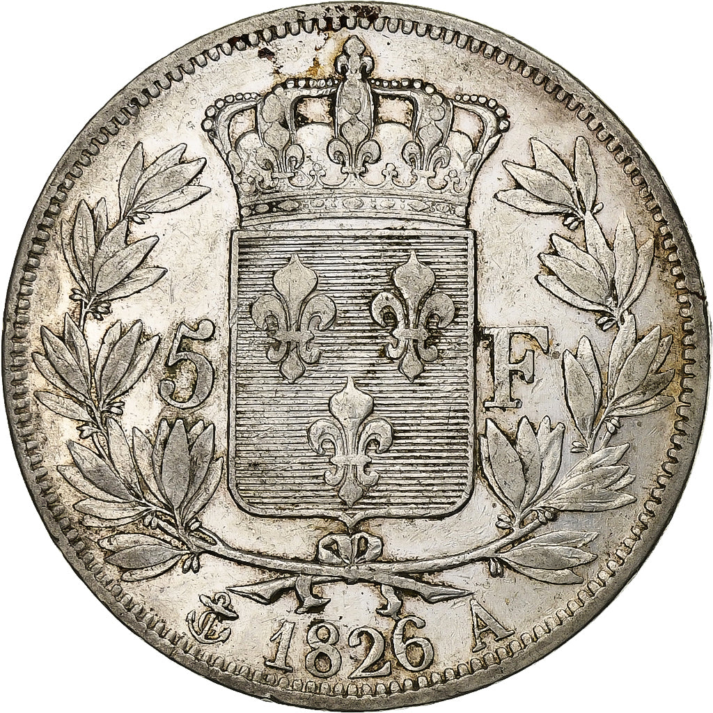 França, Charles X, 5 Francs, 1826, Paris, Prata, EF(40-45), Gadoury:643