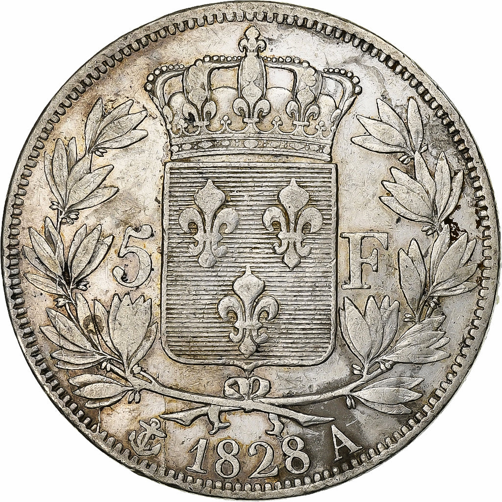 Frankreich, 5 Francs, Charles X, 1828, Paris, Silber, SS, Gadoury:644, KM:728.1