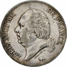 France, 5 Francs, Louis XVIII, 1824, Perpignan, Argent, TTB, Gadoury:614