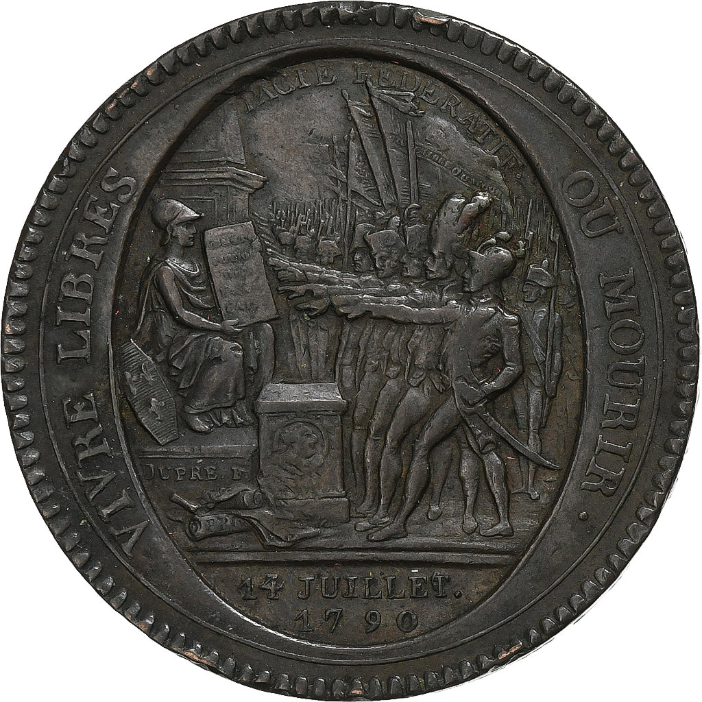 France, Monneron de 5 Sols, 1792, Bronze, TTB