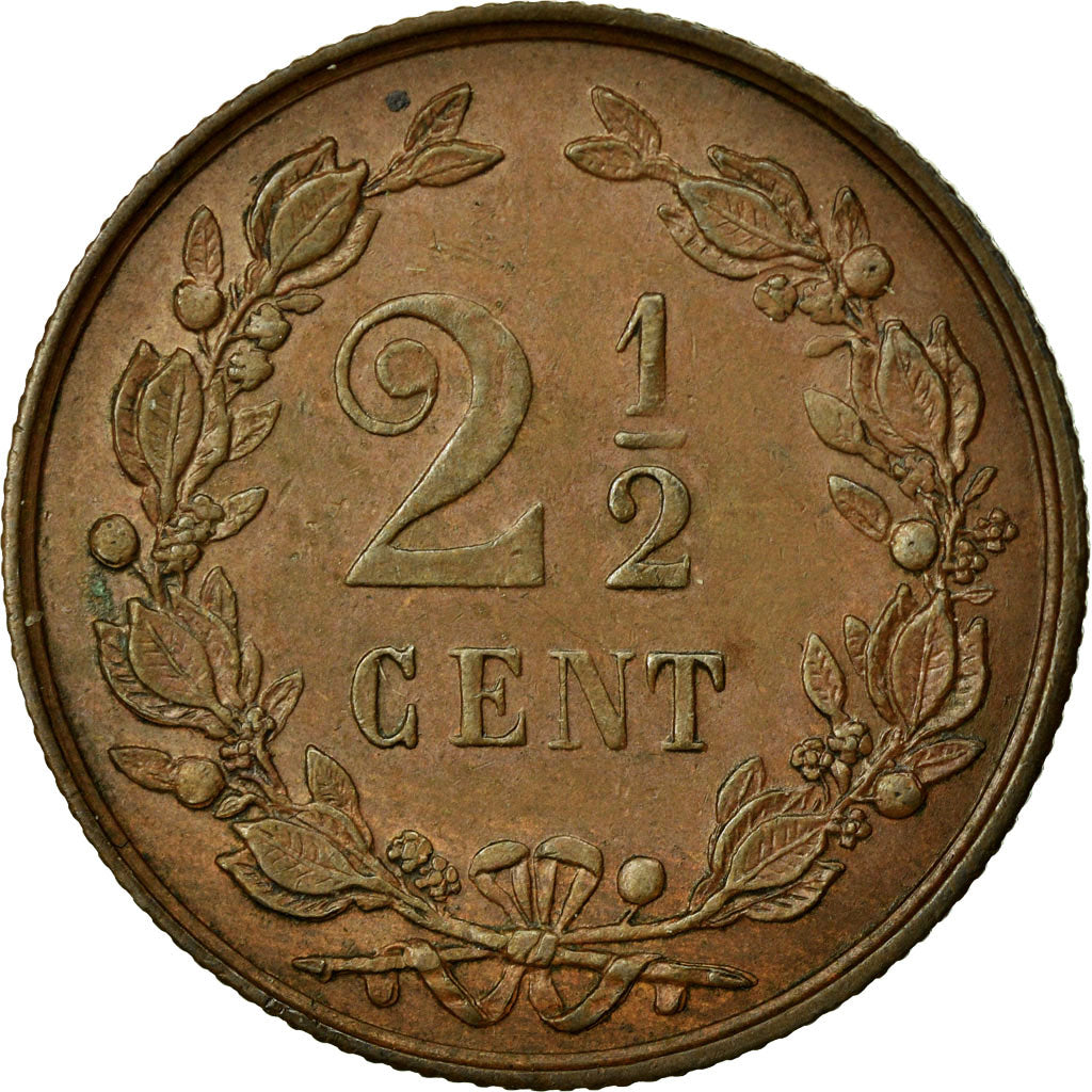 Coin, Netherlands, Wilhelmina I, 2-1/2 Cent, 1894, AU(50-53), Bronze, KM:108.2