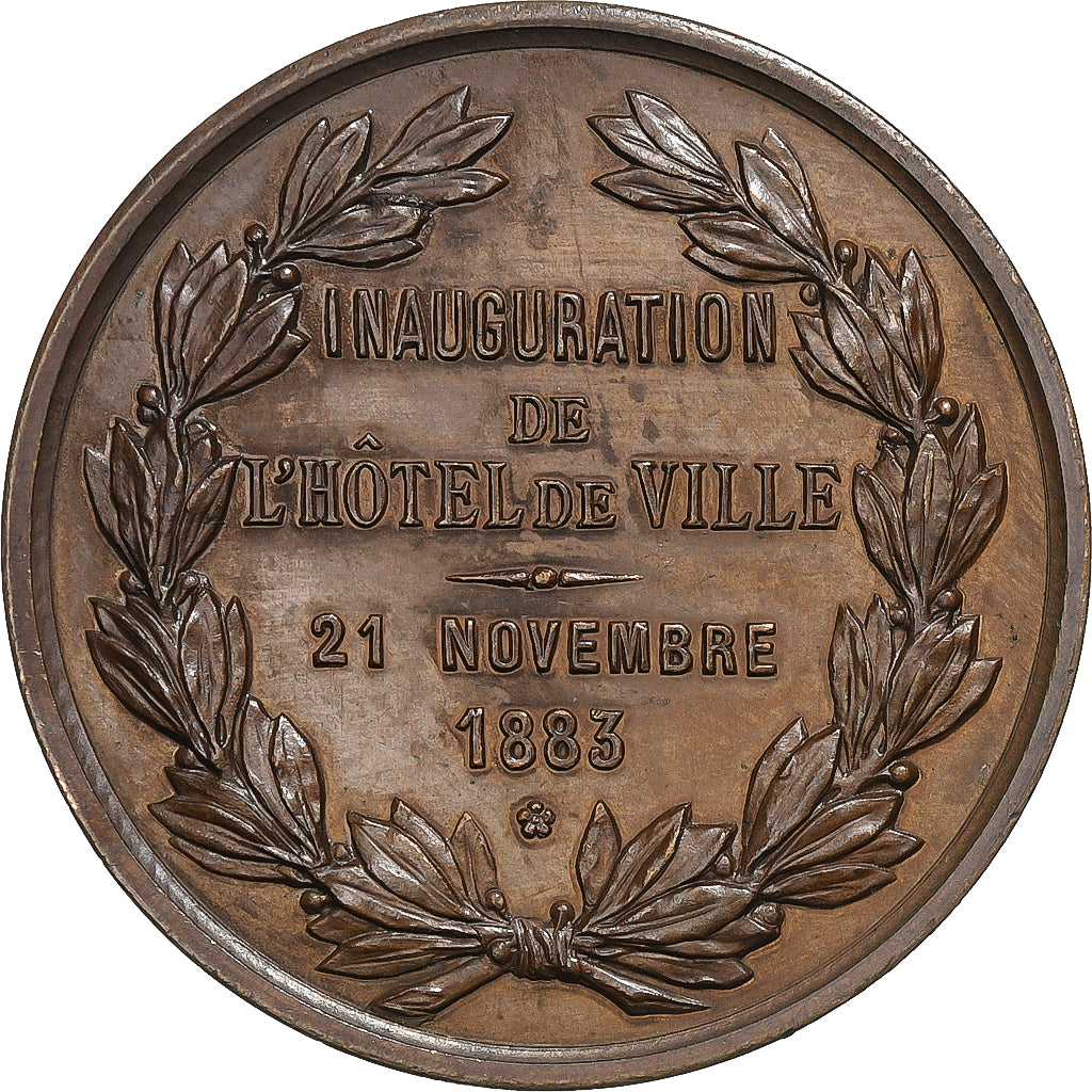 France, Medal, Inauguration de l'Hôtel de Ville de Saint-Denis, 1883, Copper