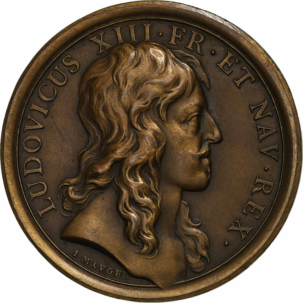 Francia, medalla, Louis XIII, Naissance du Dauphin Louis XIV, 1638, Bronce